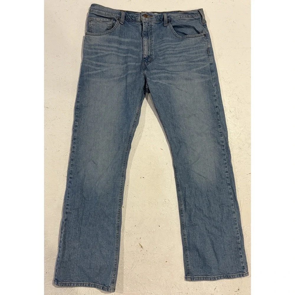 Signature Levis Levi Strauss Jeans Mens 38x32 Blue Low Bootcut Cowboy Rodeo